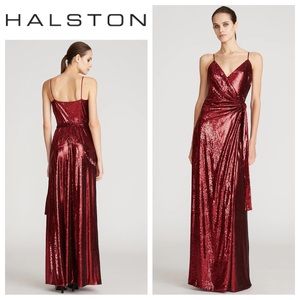 HALSTON Amiel Sequin Wrap Gown